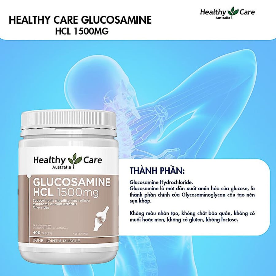 Viên Uống Bổ Xương Khớp Healthy Care Glucosamine HCL 1500mg 400 Viên
