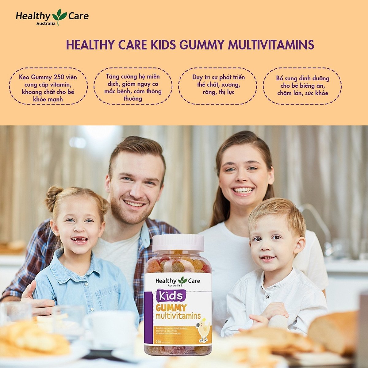 Vitamin Tổng Hợp Cho Bé Healthy Care Gummy Multivitamins 250 Viên