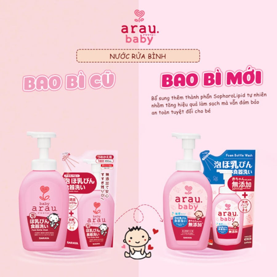 Nước Rửa Bình Thảo Mộc Arau Baby Nhật Bản Chai 500ml / Túi 450ml