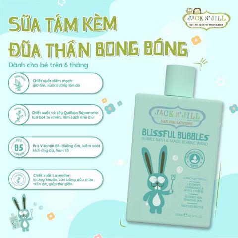 Sữa Tắm Gội Jack N' Jill 300ml Cho Bé Từ Sơ Sinh Chiết Xuất Thiên Nhiên Dịu Nhẹ Dưỡng Ẩm Ngừa Hăm Tã
