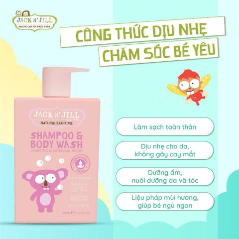Sữa Tắm Gội Jack N' Jill 300ml Cho Bé Từ Sơ Sinh Chiết Xuất Thiên Nhiên Dịu Nhẹ Dưỡng Ẩm Ngừa Hăm Tã