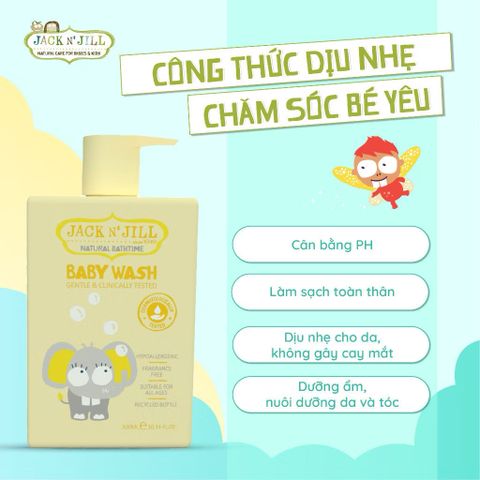 Sữa Tắm Gội Jack N' Jill 300ml Cho Bé Từ Sơ Sinh Chiết Xuất Thiên Nhiên Dịu Nhẹ Dưỡng Ẩm Ngừa Hăm Tã