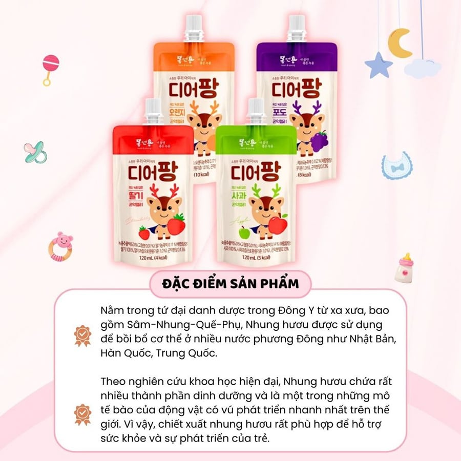 Nước Thạch Gạc Nhung Hươu Non Deer Pang Nội Địa Hàn 1Y+ - Túi 120g