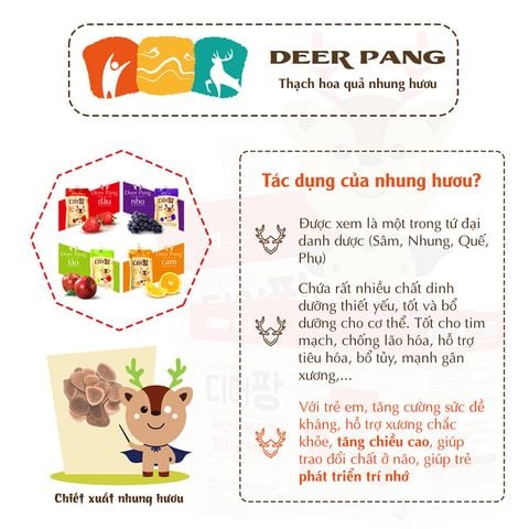 Nước Thạch Gạc Nhung Hươu Non Deer Pang Nội Địa Hàn 1Y+ - Túi 120g