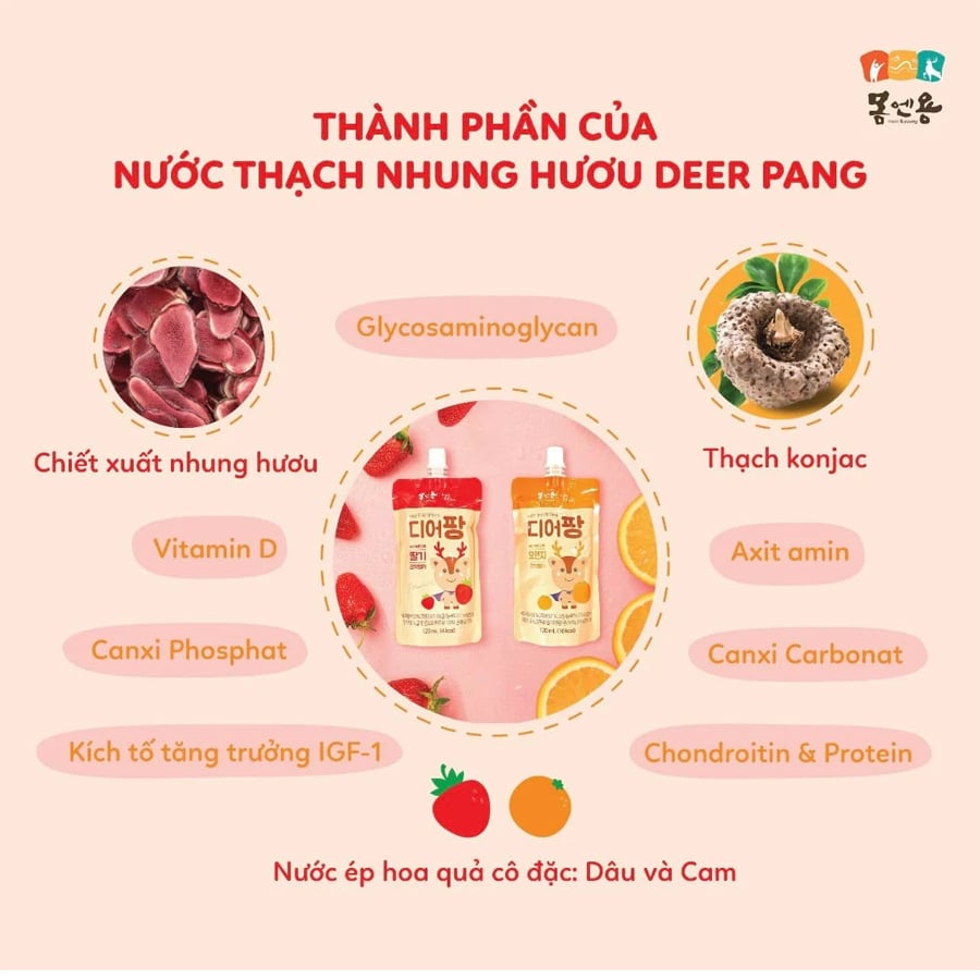Nước Thạch Gạc Nhung Hươu Non Deer Pang Nội Địa Hàn 1Y+ - Túi 120g