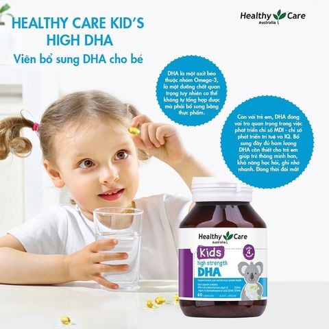 Viên Uống Healthy Care Bổ Sung DHA Cho Bé Kids High Strength DHA Thực Phẩm Vitamin Bổ Sung Cho Bé 60 Viên