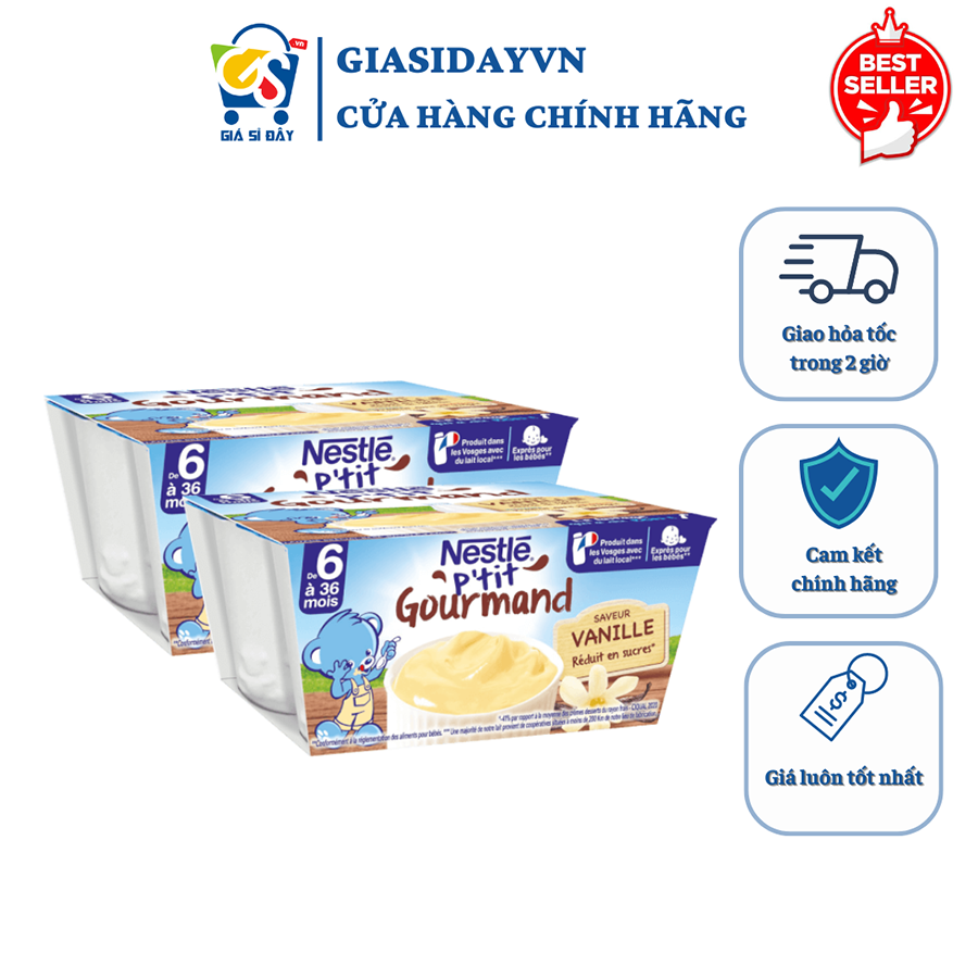 Váng Sữa Nestle Pháp Ăn Dặm 6M+ Vị Vani - Lốc 4 Hộp x 100g