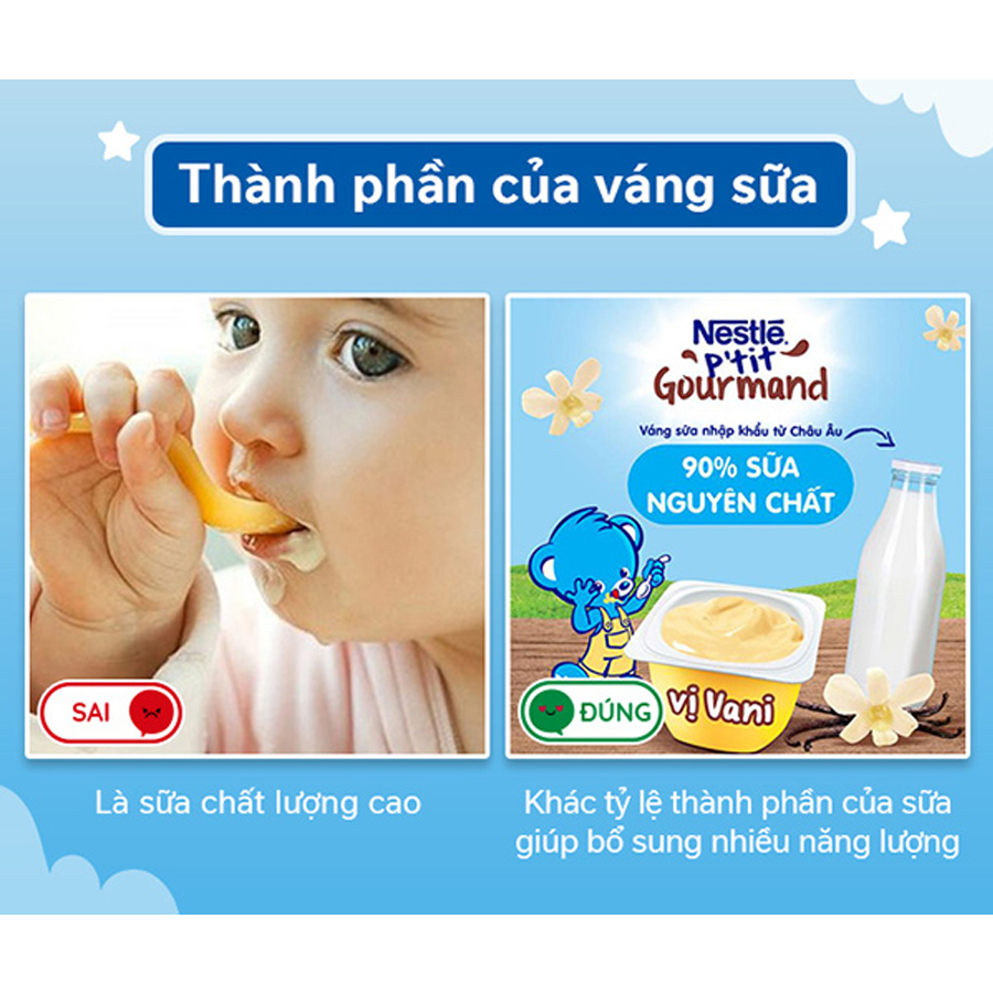 Váng Sữa Nestle Pháp Ăn Dặm 6M+ Vị Vani - Lốc 4 Hộp x 100g