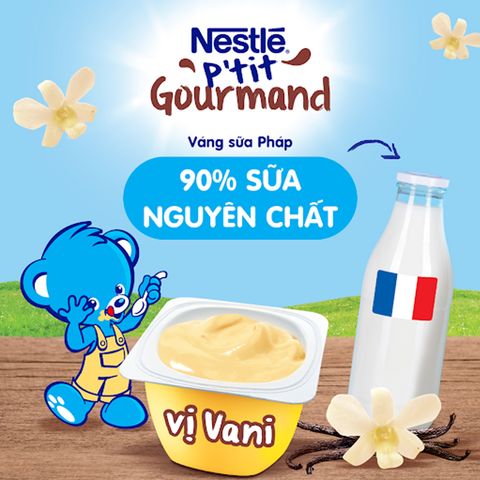 Váng Sữa Nestle Pháp Ăn Dặm 6M+ Vị Vani - Lốc 4 Hộp x 100g