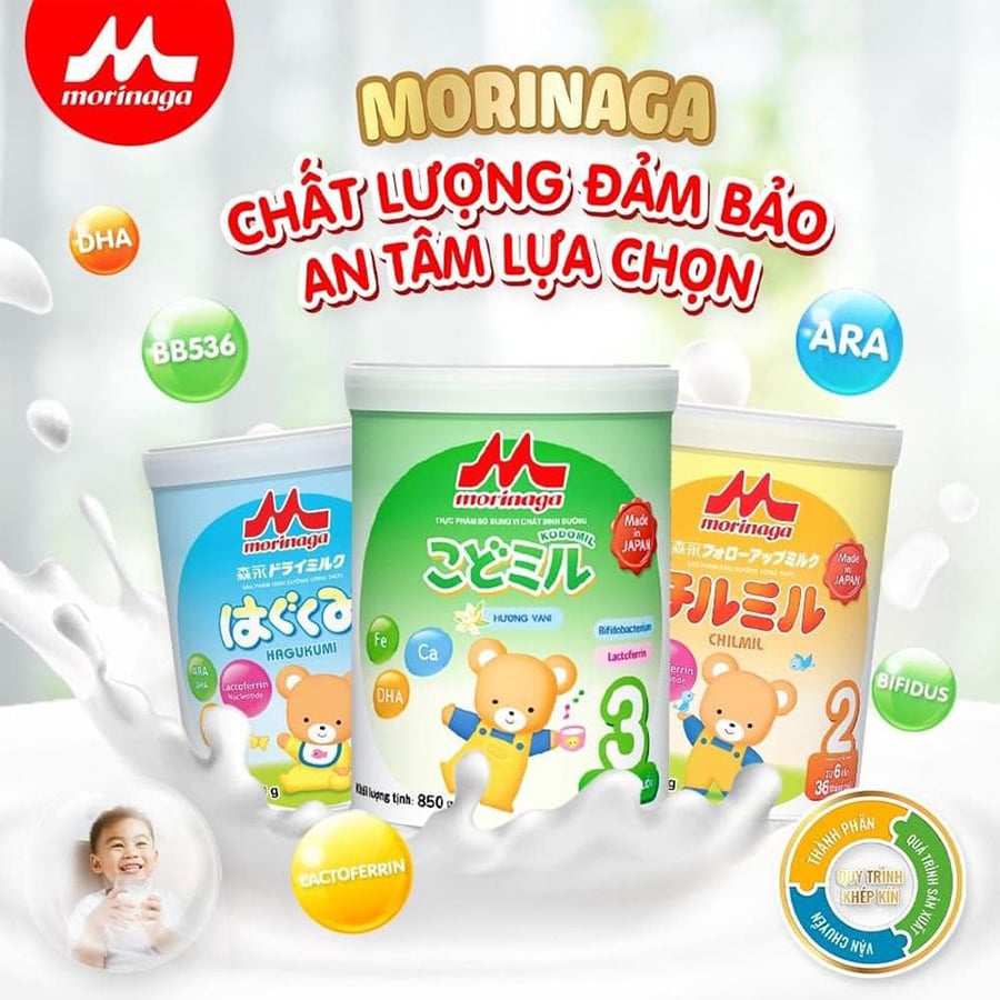Sữa Morinaga NHẬP KHẨU Nhật Số 1, 2, 3 850g, 320g - Sữa Bột Công Thức