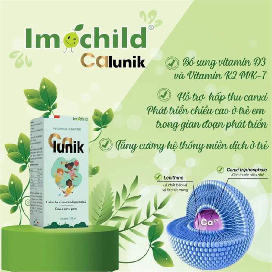 Siro Canxi Sinh Học Imochild Calunik 125ml Tăng Chiều Cao, Giúp Xương Răng Chắc Khoẻ