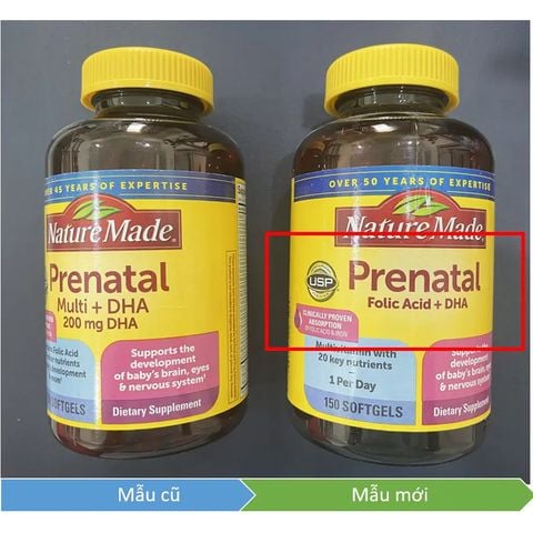 23 Vitamin Cho Bà Bầu Nature Made Prenatal Folic Acid + DHA 200mg 150 Viên