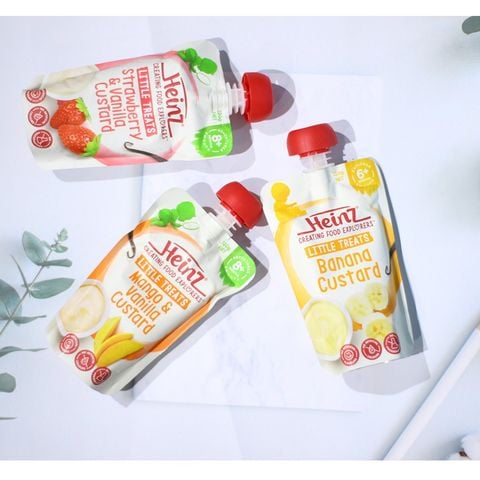 Váng Sữa / Trái Cây Nghiền Heinz Úc Cho Bé Ăn Dặm 6-8m+ Túi 120g