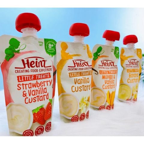 Váng Sữa / Trái Cây Nghiền Heinz Úc Cho Bé Ăn Dặm 6-8m+ Túi 120g