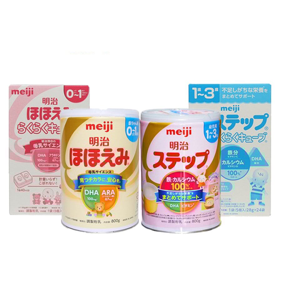 Sữa Meiji NỘI ĐỊA Nhật Lon, Thanh Số 0 (0-1) & Số 9 (1-3) - Sữa Bột Công Thức Hộp 800g
