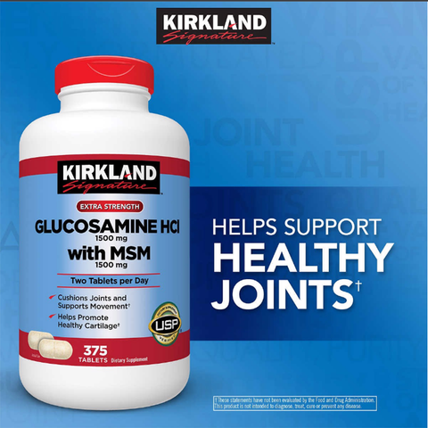 Bổ Khớp Kirkland Glucosamine HCI 1500mg With MSM 1500mg 375 Viên