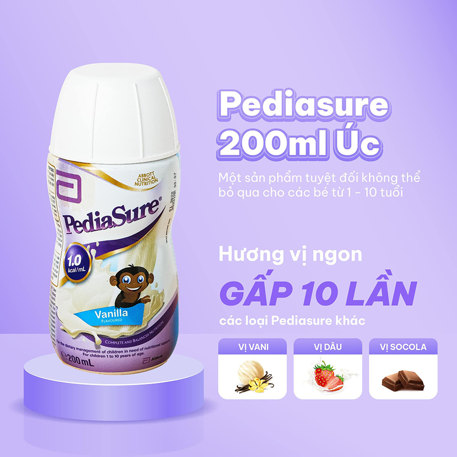 Thùng 30 Chai Sữa Nước Pediasure Úc Vị Vani 200ml - Sữa Công Thức