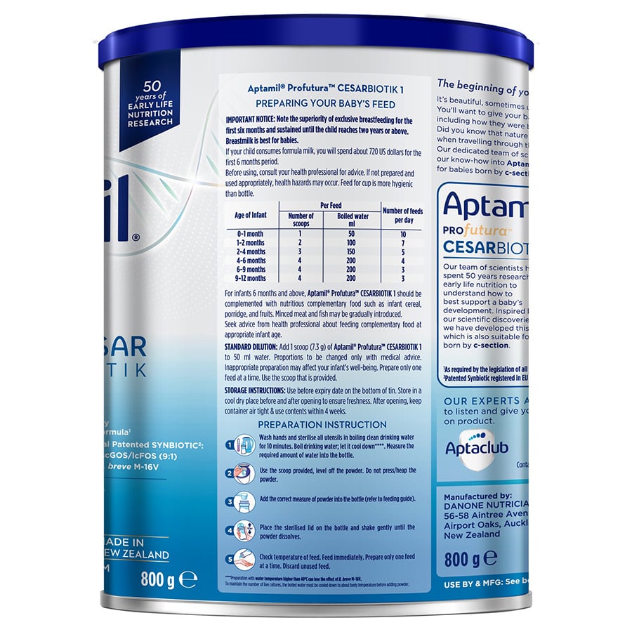 Sữa Aptamil New Zealand Profutura Cesar Biotik 380g 800g | Số 1,2,3 - Sữa Bột Công Thức
