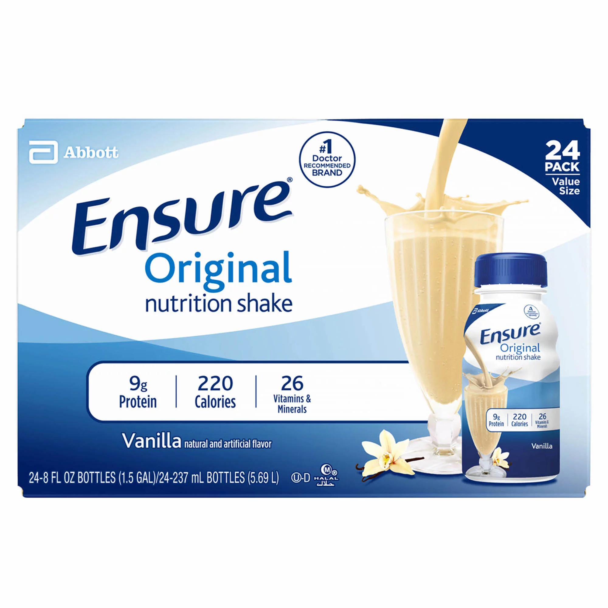 Thùng 30 Chai Sữa Nước Ensure Mỹ Hương Vanilla - Sữa Tiệt Trùng 237ml