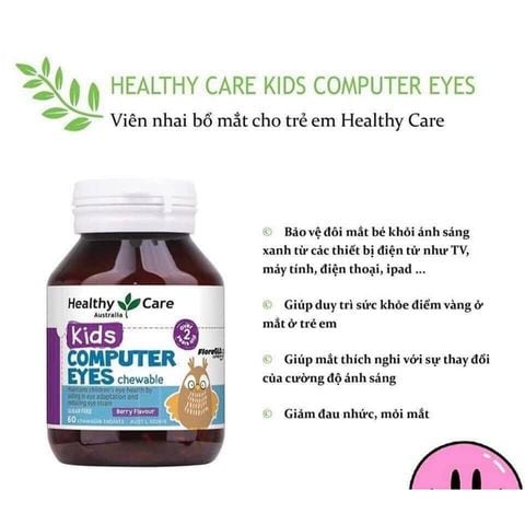 Bổ Mắt, Sáng Mắt Cho Bé Healthy Care Kids Computer Eyes 60 Viên Vitamin Thực Phẩm Bổ Sung Cho Bé