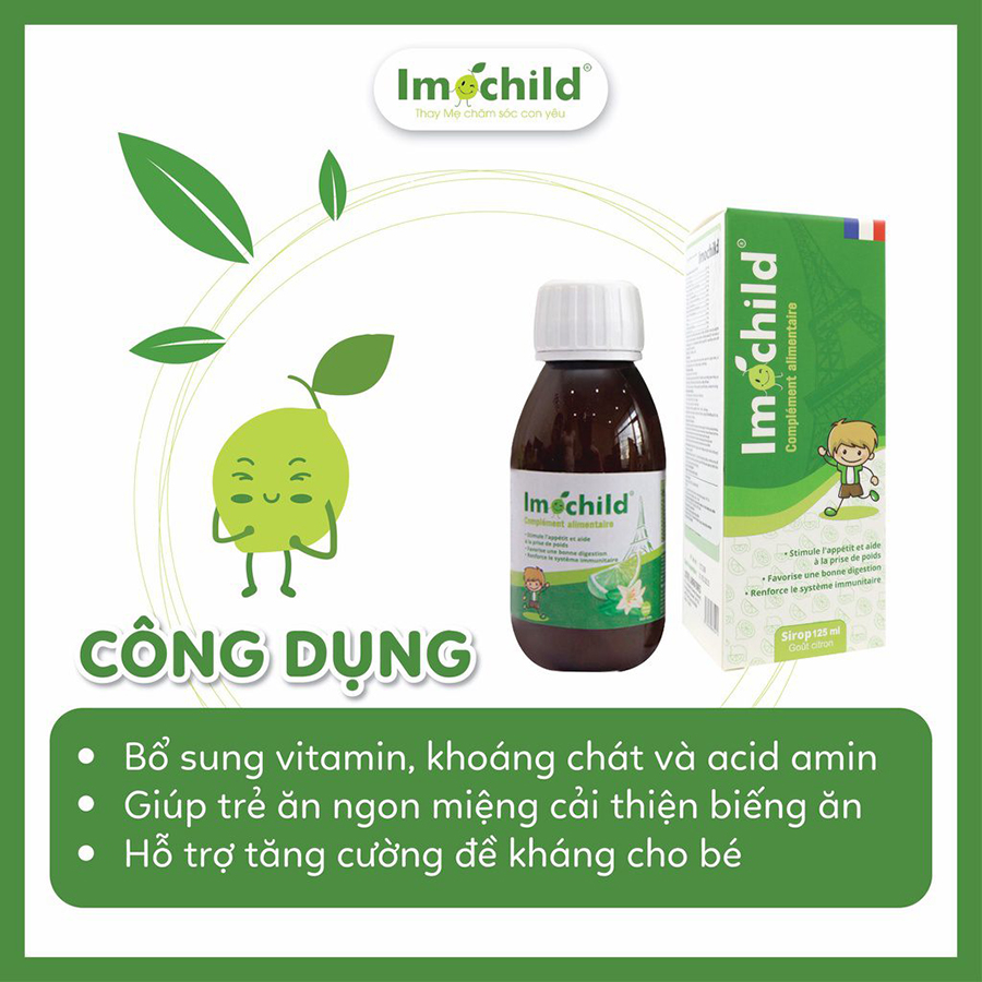 Siro Imochild Sirop 125ml Tăng Đề Kháng, Cải Thiện Biếng Ăn