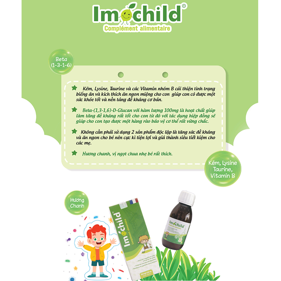Siro Imochild Sirop 125ml Tăng Đề Kháng, Cải Thiện Biếng Ăn