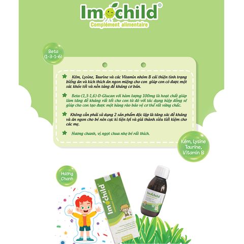 Siro Imochild Sirop 125ml Tăng Đề Kháng, Cải Thiện Biếng Ăn