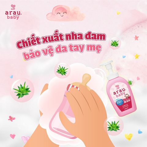 Nước Rửa Bình Thảo Mộc Arau Baby Nhật Bản Chai 500ml / Túi 450ml