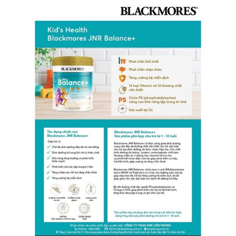 Sữa Blackmores JNR Balance+ Vanilla 850g cho trẻ 1-10 tuổi - Sữa Bột Công Thức