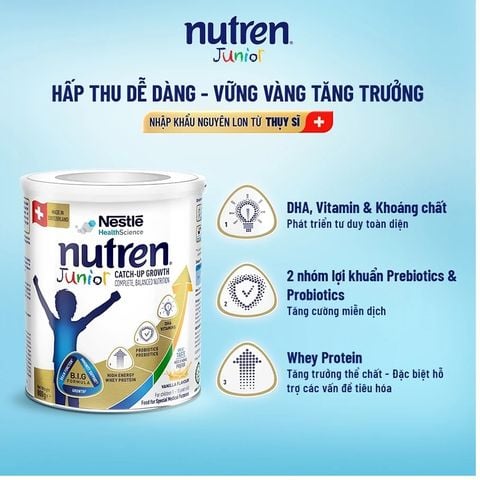 Sữa Nutren Junior Nestle 800g Cho Trẻ 1-10 Tuổi - Sữa Bột Công Thức Cao Năng Lượng Hỗ Trợ Tiêu Hoá