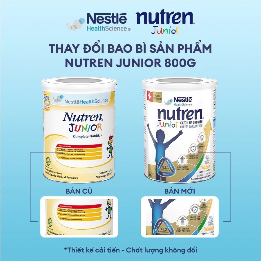 Sữa Nutren Junior Nestle 800g Cho Trẻ 1-10 Tuổi - Sữa Bột Công Thức Cao Năng Lượng Hỗ Trợ Tiêu Hoá