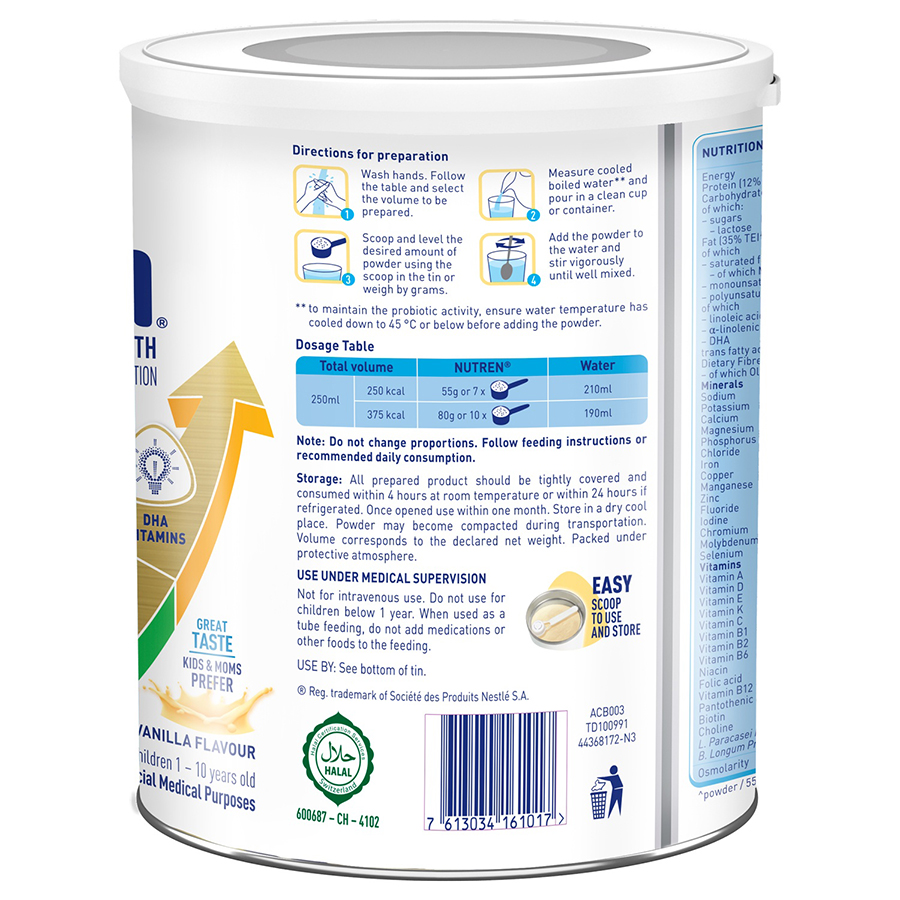 Sữa Nutren Junior Nestle 800g Cho Trẻ 1-10 Tuổi - Sữa Bột Công Thức Cao Năng Lượng Hỗ Trợ Tiêu Hoá