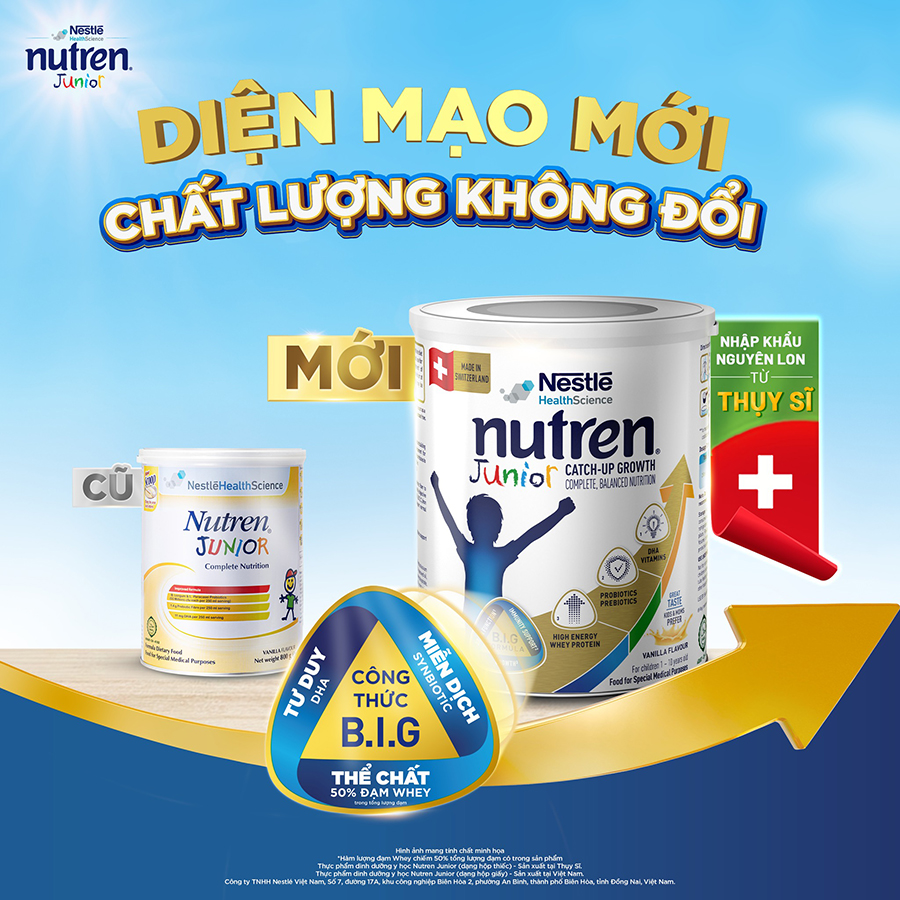 Sữa Nutren Junior Nestle 800g Cho Trẻ 1-10 Tuổi - Sữa Bột Công Thức Cao Năng Lượng Hỗ Trợ Tiêu Hoá