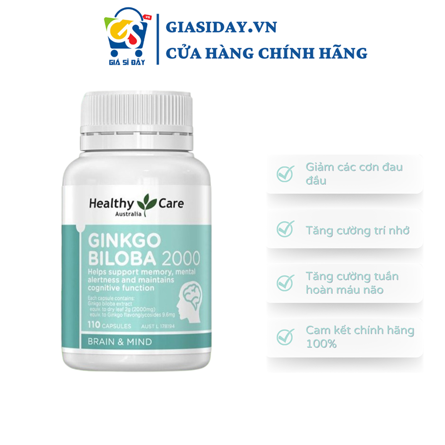 Bổ Não Healthy Care Ginkgo Biloba 2000 110 Viên