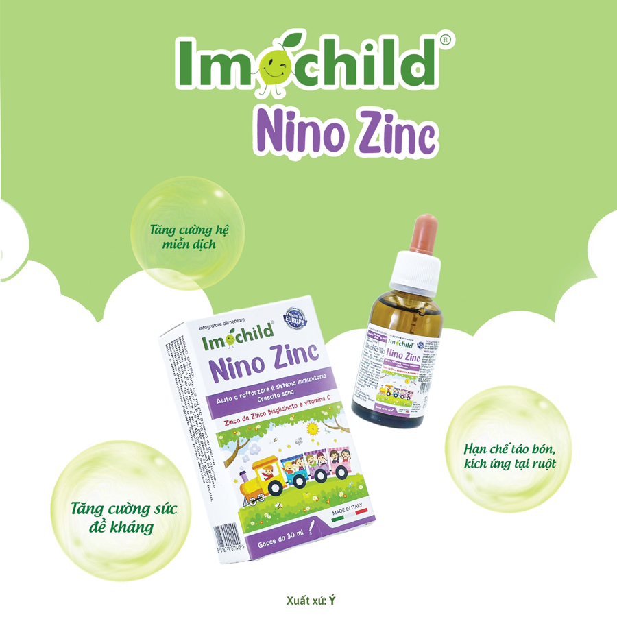 Vitamin Imochild Nino Zinc 30ml Kẽm Hữu Cơ Tăng Đề Kháng, Cải Thiện Tiêu Hoá
