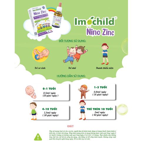 Vitamin Imochild Nino Zinc 30ml Kẽm Hữu Cơ Tăng Đề Kháng, Cải Thiện Tiêu Hoá