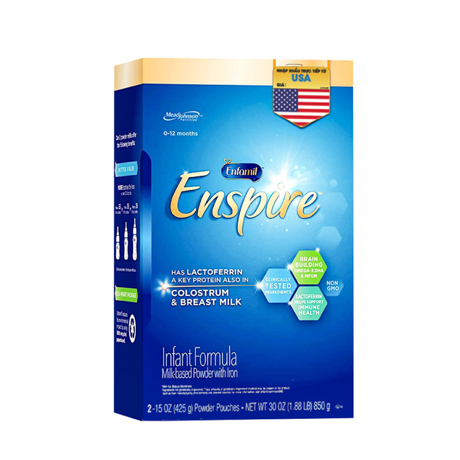 Sữa Công Thức Enfamil Enspire Infant Formula Nội Địa USA 850gr (Dành cho bé 0-1 tuổi) Hộp Giấy BIB