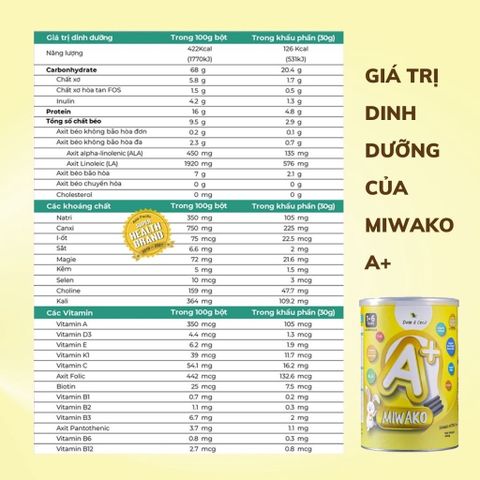 Sữa Công Thức Hạt Thực Vật Hữu Cơ Miwako A+ Vị Vani 700g, 400g cho trẻ từ 1-6 tuổi