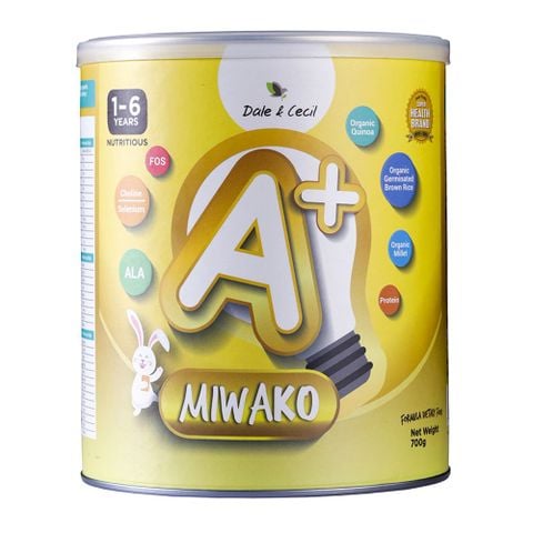 Sữa Công Thức Hạt Thực Vật Hữu Cơ Miwako A+ Vị Vani 700g, 400g cho trẻ từ 1-6 tuổi