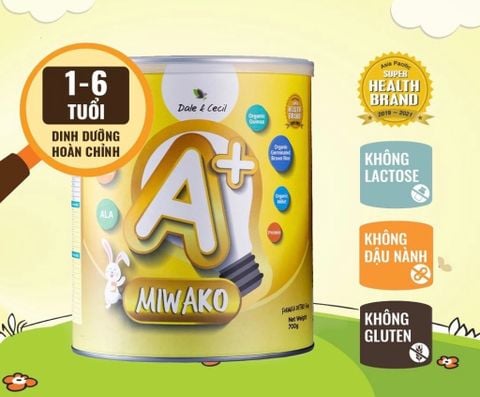 Sữa Công Thức Hạt Thực Vật Hữu Cơ Miwako A+ Vị Vani 700g, 400g cho trẻ từ 1-6 tuổi