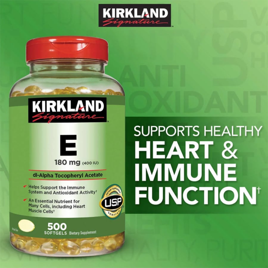 Bổ Sung Vitamin E Kirkland Vitamin E 180mg 400IU 500 Softgels