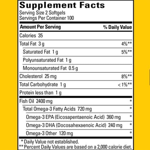 Viên Uống Dầu Cá Nature Made Fish Oil 1200mg 360mg Omega-3 300 Viên