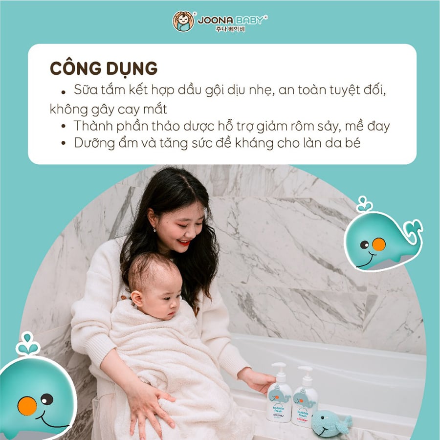 Sữa Tắm Gội Tạo Bọt Bubble Fresh Joona Baby Cho Bé 350ml