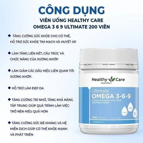 Healthy Care Ultimate Omega 3 6 9 Hộp 200 Viên - Hỗ Trợ Tim Mạch Và Huyết Áp