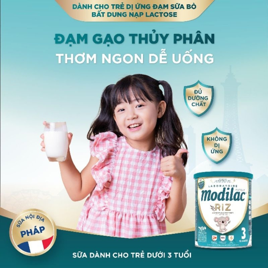 Sữa Modilac Riz Pháp Cho Trẻ Dị Ứng Đạm Bò, Bất Dung Nạp Lactose - Sữa Bột Công Thức 800g