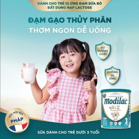 Sữa Modilac Riz Pháp Cho Trẻ Dị Ứng Đạm Bò, Bất Dung Nạp Lactose - Sữa Bột Công Thức 800g