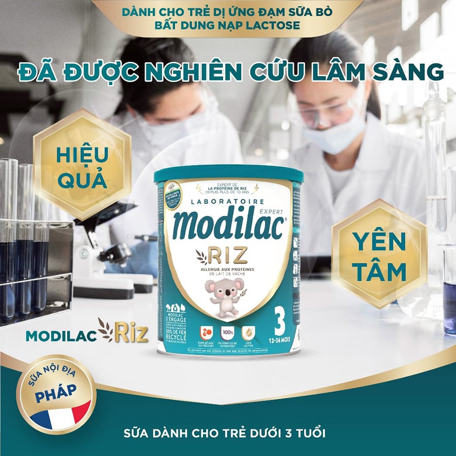 Sữa Modilac Riz Pháp Cho Trẻ Dị Ứng Đạm Bò, Bất Dung Nạp Lactose - Sữa Bột Công Thức 800g