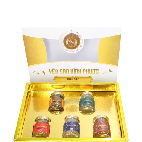 Yến Sào Chưng Ngũ Sắc 5 Vị Vĩnh Phước 20% Yến Tươi - Set 5 Hũ 70ml Cho Trẻ 5Y+ Và Người Lớn