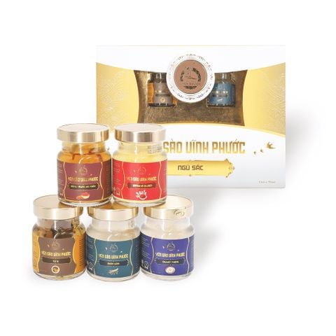 Yến Sào Chưng Ngũ Sắc 5 Vị Vĩnh Phước 20% Yến Tươi - Set 5 Hũ 70ml Cho Trẻ 5Y+ Và Người Lớn