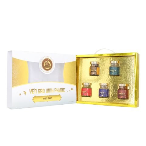 Yến Sào Chưng Ngũ Sắc 5 Vị Vĩnh Phước 20% Yến Tươi - Set 5 Hũ 70ml Cho Trẻ 5Y+ Và Người Lớn